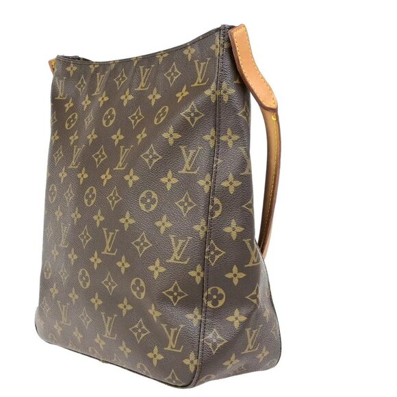 LOUIS VUITTON Logo Looping GM Shoulder Bag Monogram Leather Brown M51145 89ED212 - Picture 2 of 14